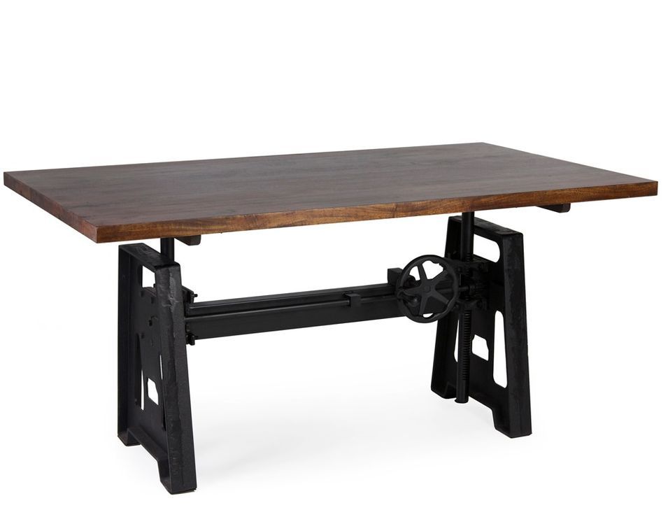 Table à manger industrielle hauteur réglable KUBA - Bois de manguier & fer - Photo n°1