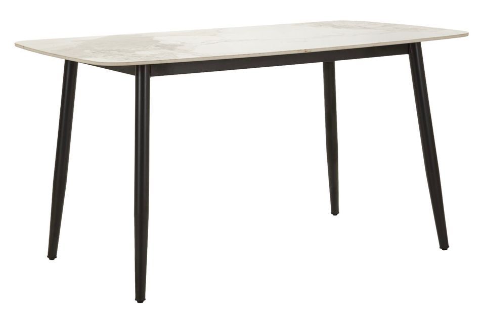 Table à manger Josh effet marbre noir design moderne - Photo n°1