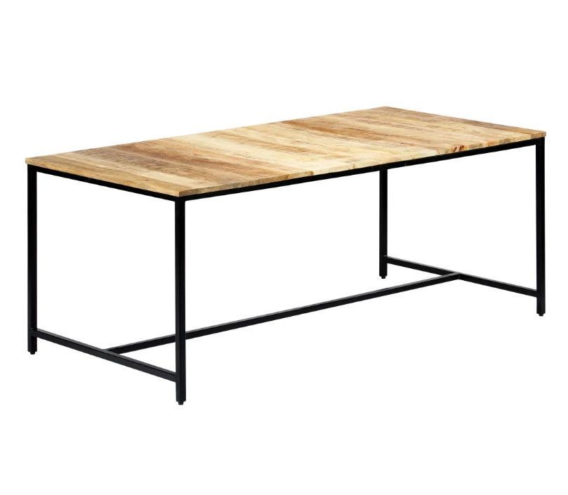 Table à manger manguier massif clair et métal noir Bastia L 180 - Photo n°1