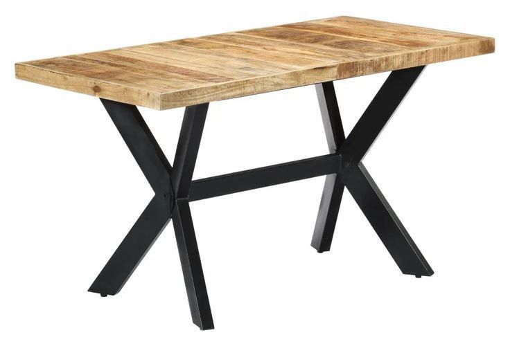 Table à manger manguier massif clair et pieds métal noir Nashe 140 cm - Photo n°1