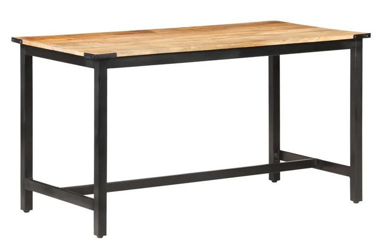 Table à manger manguier massif clair et pieds métal noir Rezon 140 cm - Photo n°1