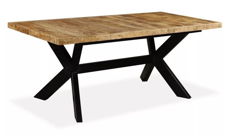 Table à manger manguier massif clair et pieds métal noir Nashe 180 cm - Photo n°1