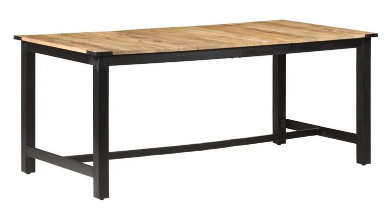 Table à manger manguier massif clair et pieds métal noir Rezon 180 cm - Photo n°1