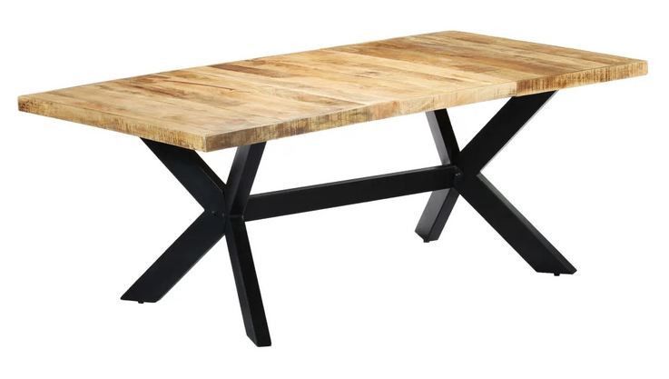 Table à manger manguier massif clair et pieds métal noir Nashe 200 cm - Photo n°1