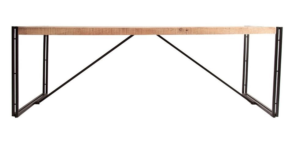 Table à manger manguier massif clair et pieds métal noir Eisler - Photo n°1