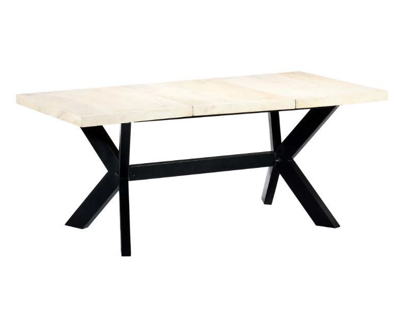 Table à manger manguier massif clair et pieds métal noir Maxi 180 - Photo n°1