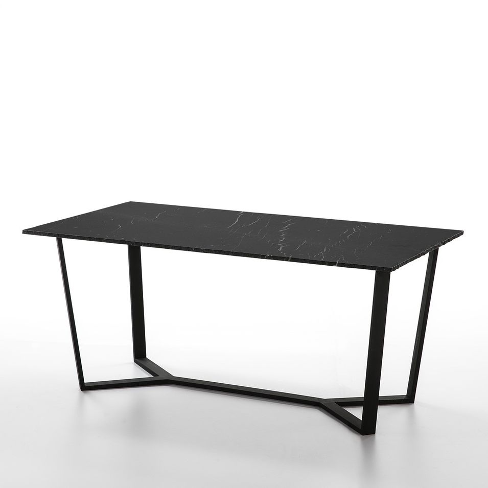 Table à manger marbre et pieds métal noir 180 cm - Photo n°1