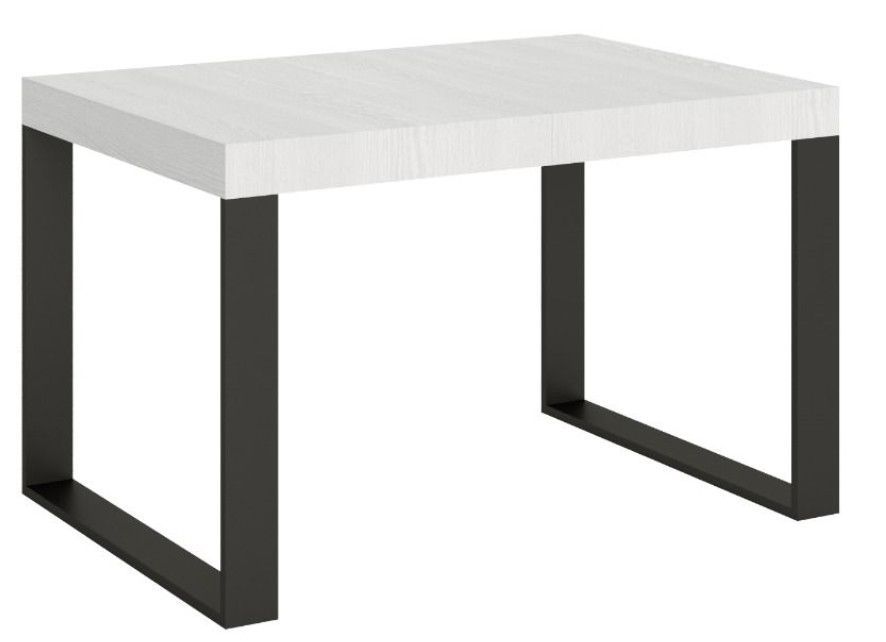 Table à manger moderne blanche et pieds métal anthracite Tiroz 130 cm - Photo n°1