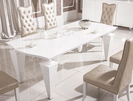 Table à manger moderne Bois laqué blanc - Photo n°1