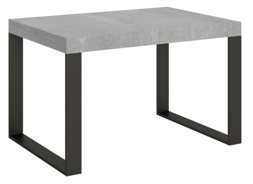 Table à manger moderne gris béton et pieds métal anthracite Tiroz 130 cm - Photo n°1