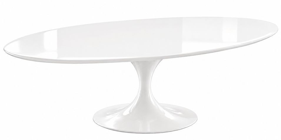 Table à manger ovale TULIPE – Plateau en bois laqué mat ou brillant – Pied central design – Fabrication italienne haut de gamme - Photo n°1