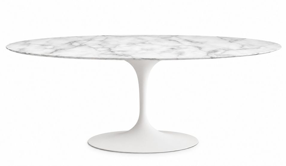 Table à manger ovale TULIPE - Plateau en marbre – Pied central en métal – Fabrication italienne haut de gamme - Photo n°1