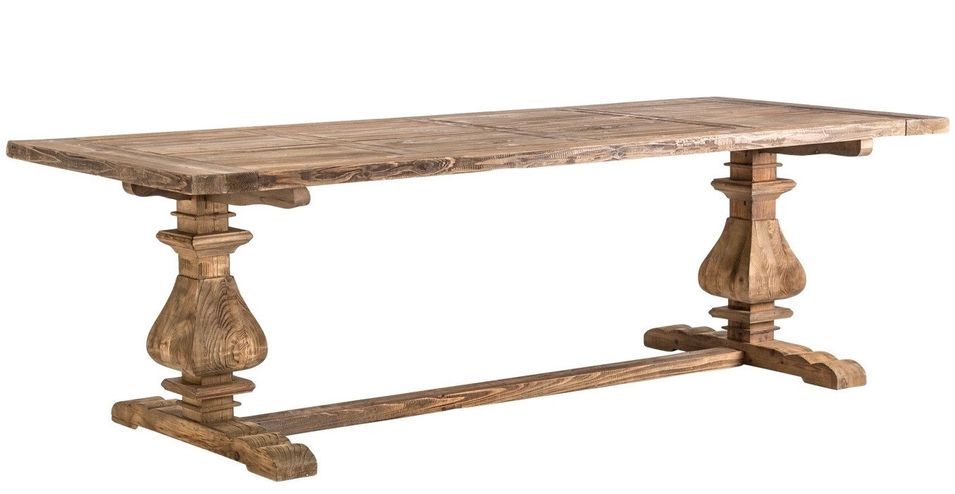 Table à manger pin massif recyclé clair Kavan 250 cm - Photo n°1