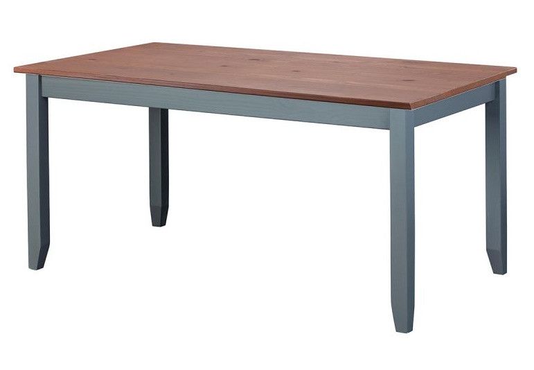 Table à manger pin massif foncé et gris Luza 160 cm - Photo n°1