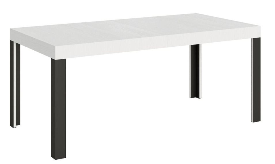 Table à manger rectangulaire blanc et pieds métal gris foncé Liva 180 cm - Photo n°1