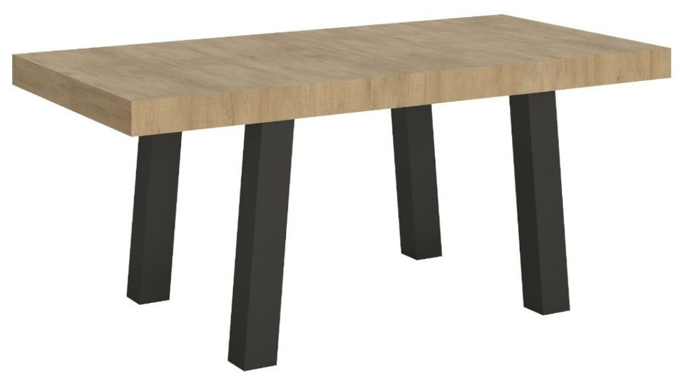 Table à manger rectangulaire bois clair et pieds métal anthracite Bidy 180 cm - Photo n°1