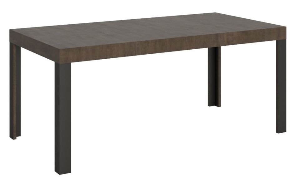 Table à manger rectangulaire bois foncé et pieds métal gris foncé Liva 180 cm - Photo n°1
