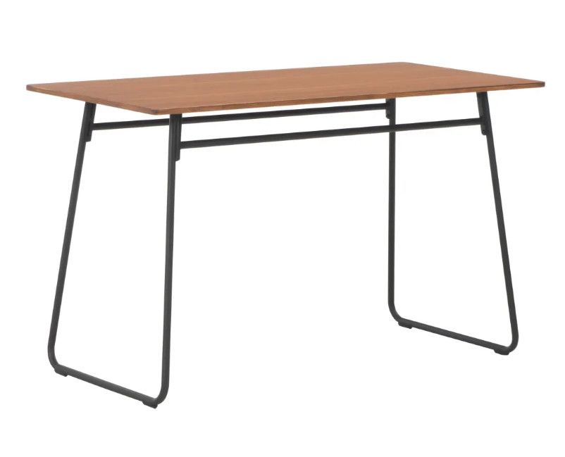 Table à manger rectangulaire contreplaqué marron et métal noir Latty - Photo n°1