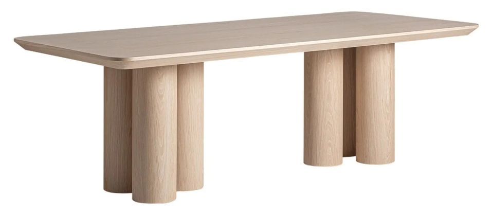 Table à manger rectangulaire en bois de chêne massif naturel KLOM - Photo n°1