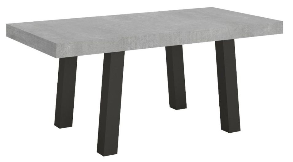 Table à manger rectangulaire gris béton et pieds métal anthracite Bidy 160 cm - Photo n°1