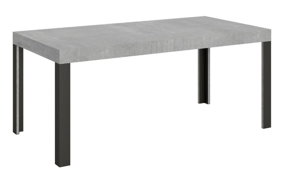 Table à manger rectangulaire gris béton et pieds métal gris foncé Liva 180 cm - Photo n°1