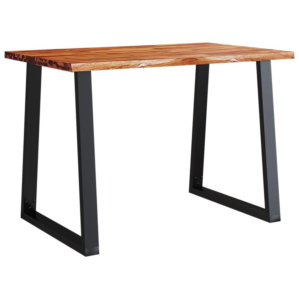 Table à manger rectangulaire industrielle Gaby - Plateau bois d'acacia et pieds en acier noir - Photo n°1