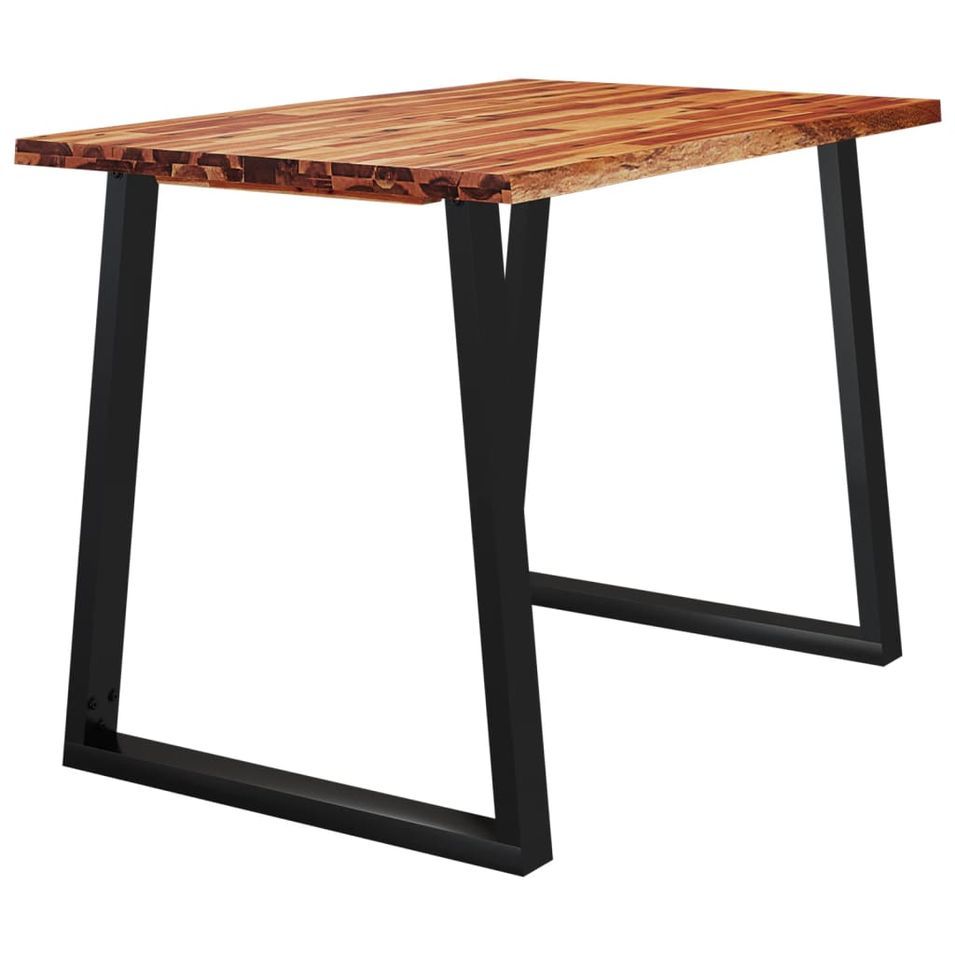 Table à manger rectangulaire industrielle Gaby - Plateau bois d'acacia et pieds en acier noir - Photo n°3