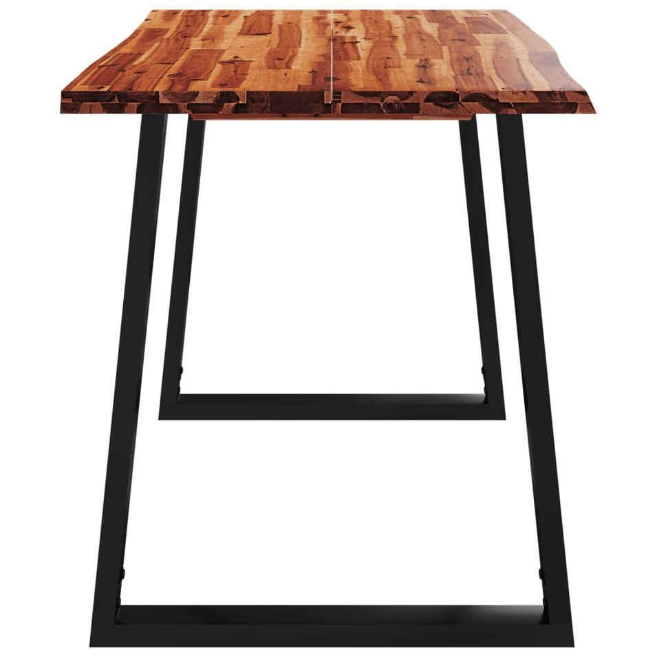 Table à manger rectangulaire industrielle Gaby - Plateau bois d'acacia et pieds en acier noir - Photo n°5