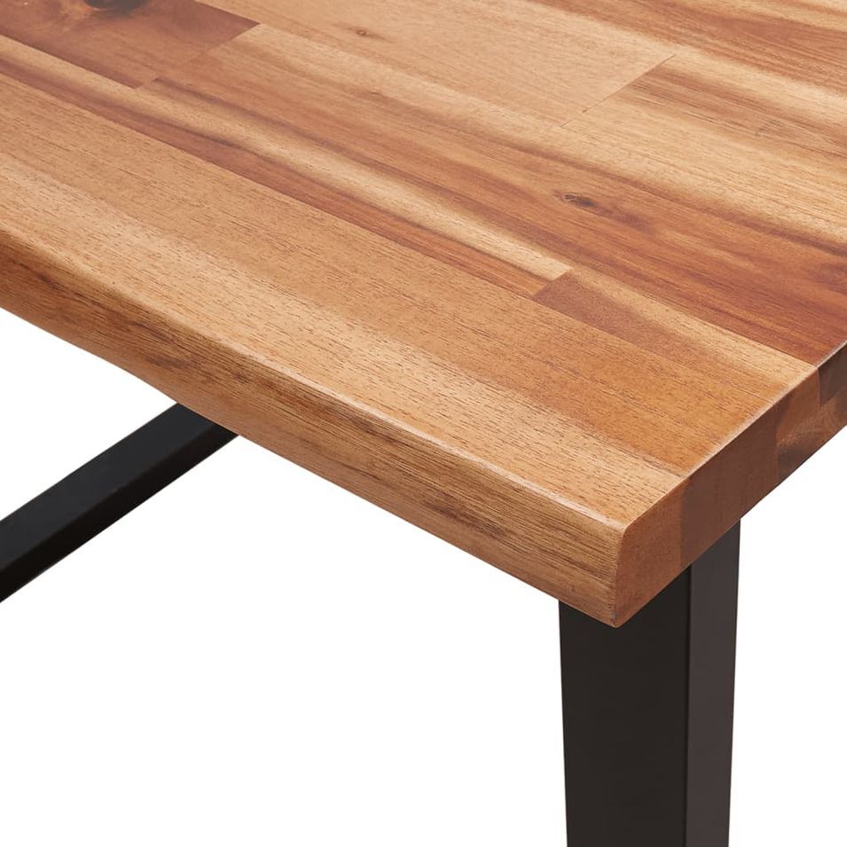 Table à manger rectangulaire industrielle Gaby - Plateau bois d'acacia et pieds en acier noir - Photo n°7