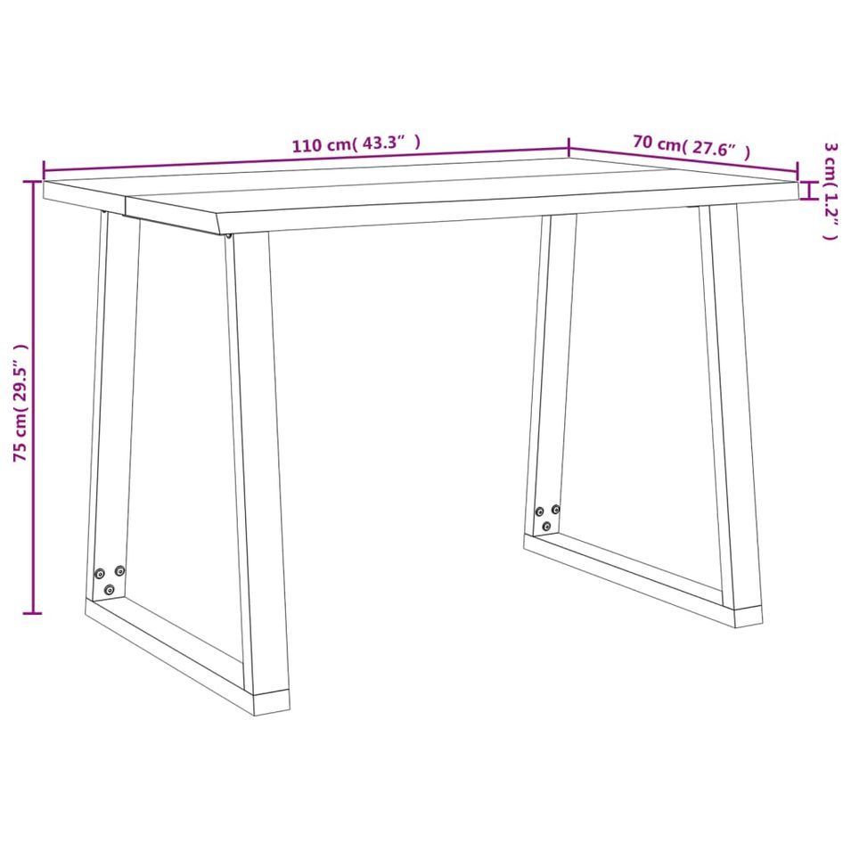 Table à manger rectangulaire industrielle Gaby - Plateau bois d'acacia et pieds en acier noir - Photo n°9