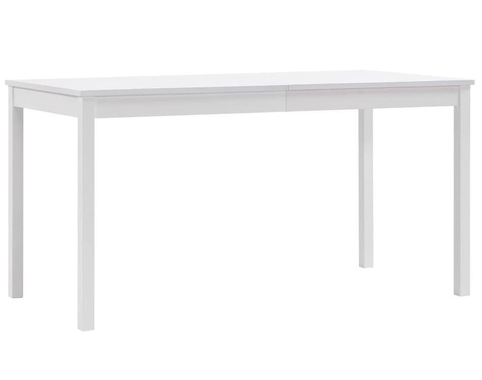 Table à manger rectangulaire pin massif blanc Sadou 140 cm - Photo n°1