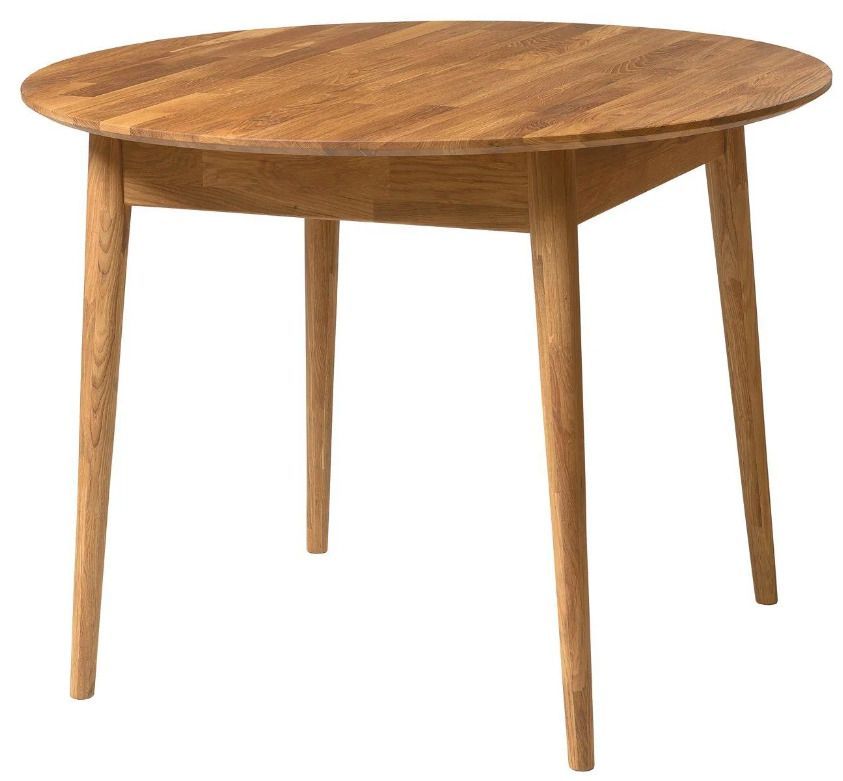 Table à manger ronde 100 cm en bois de chêne massif Kundy - Photo n°1