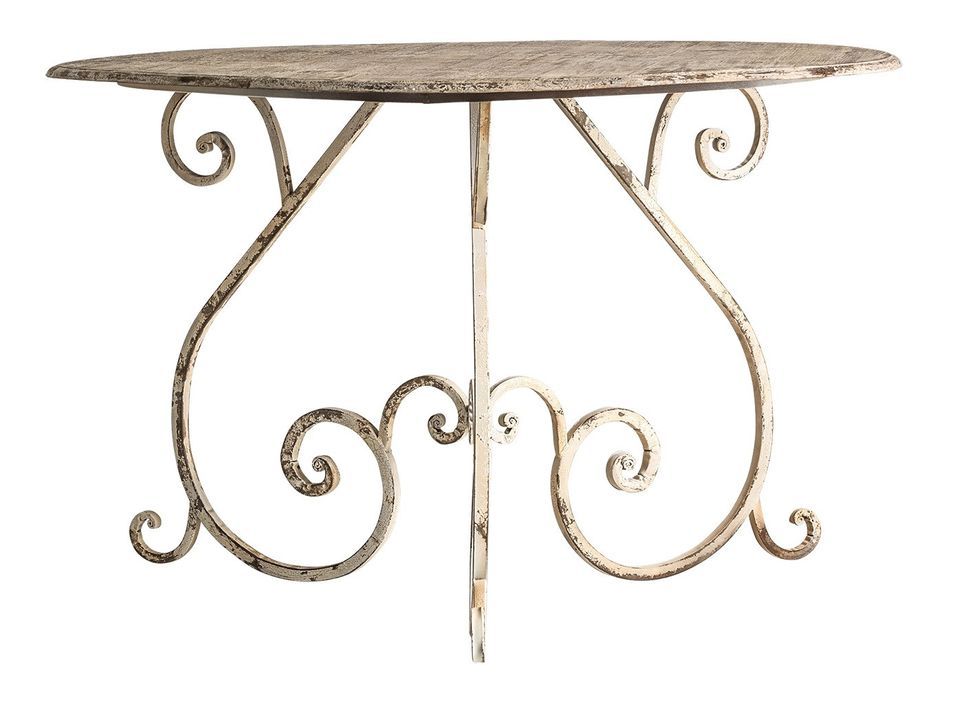 Table à manger ronde bois blanc cassé et pieds métal Ytach - Photo n°1