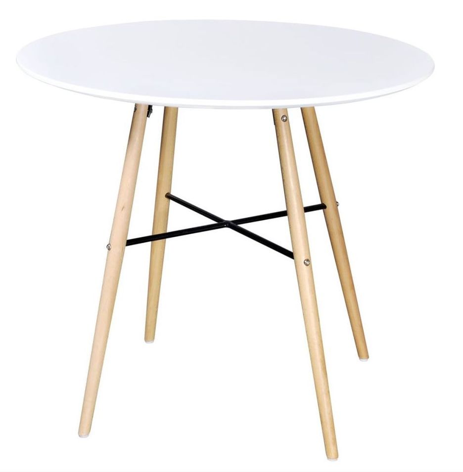 Table à manger ronde bois naturel et blanc Tuly 80 cm - Photo n°1