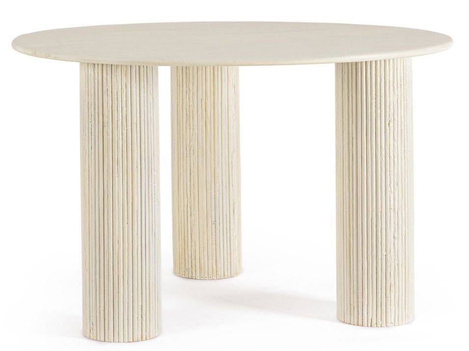 Table à manger ronde BOZAR 120 cm - Bois massif de manguier - 6 places - Photo n°1