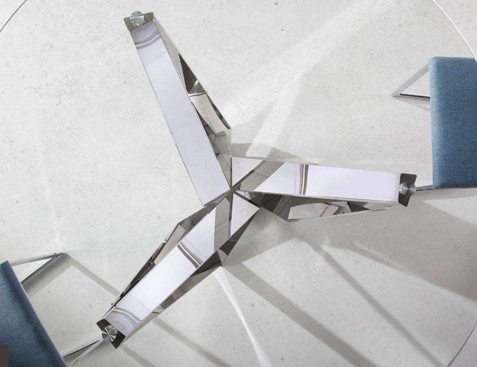 Table à manger ronde design Gala - Plateau en verre trempé et pieds en acier chromé - Photo n°5