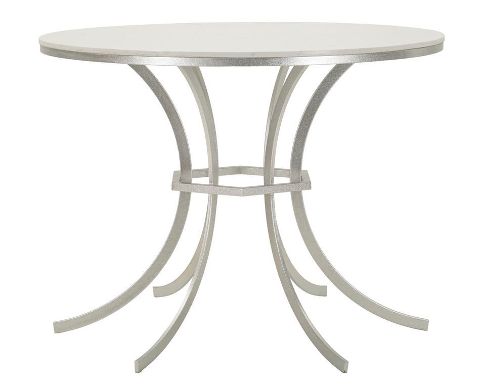 Table à manger ronde effet marbre argenté Istanbul - Photo n°1