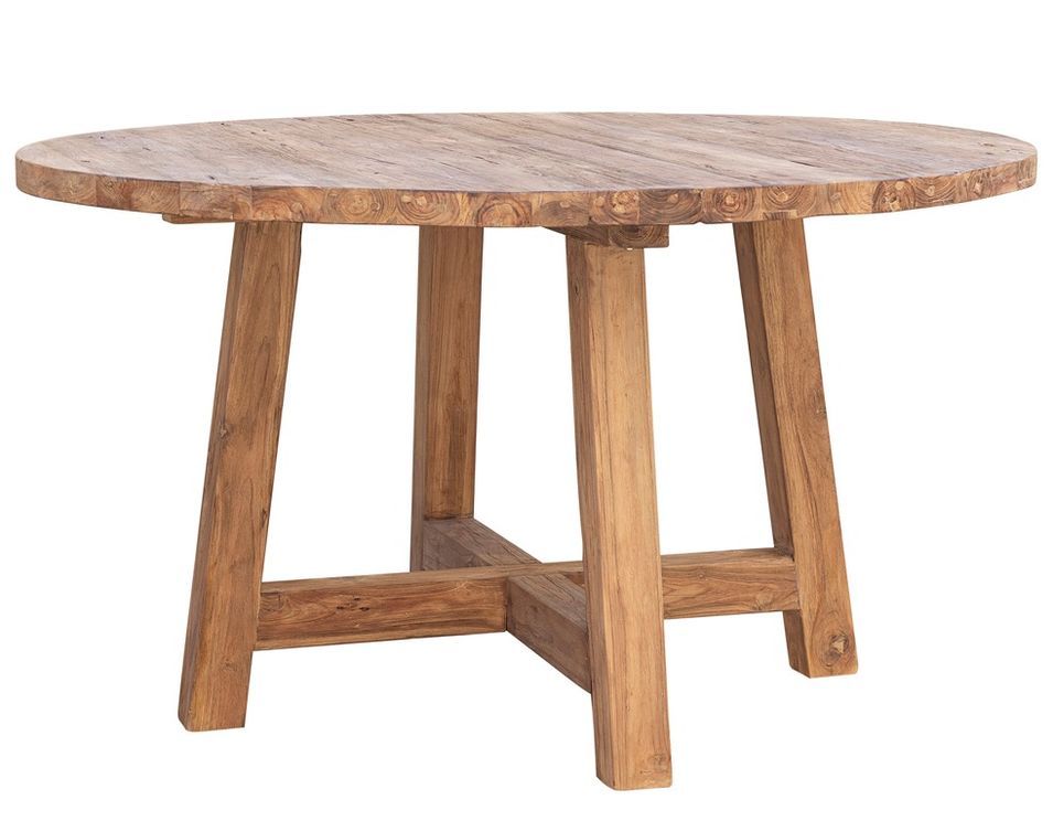 Table à manger ronde en bois de teck LONDA 140 cm – 6 places - Photo n°1