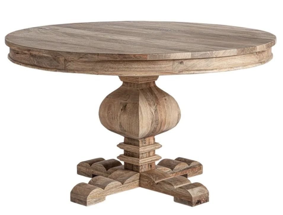 Table à manger ronde en bois massif naturel KUNA Ø130 cm – Un esprit maison de campagne - Photo n°1