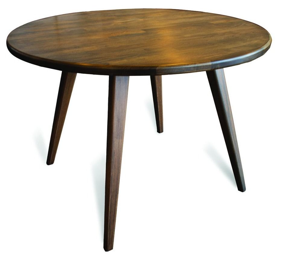 Table à manger ronde en bois noyer Veduna 110 cm - Photo n°1