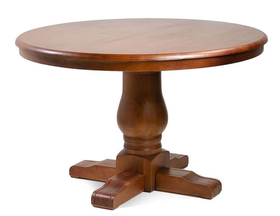 Table à manger ronde en chêne massif marron Boliva 120 cm - Photo n°1