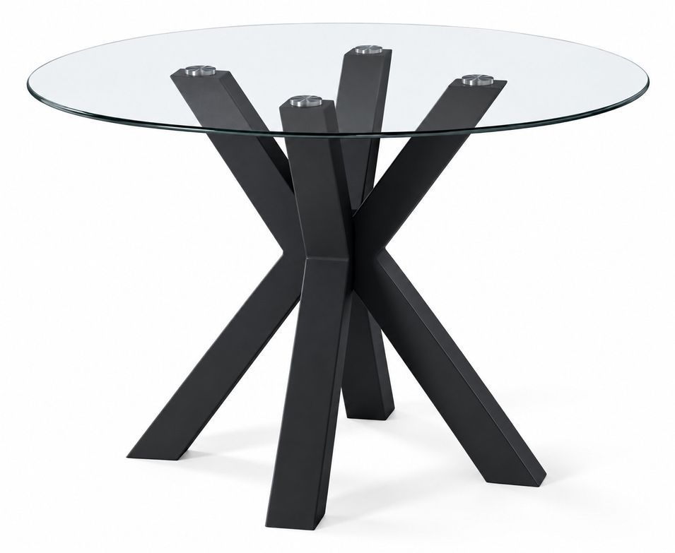 Table à manger ronde JADE en verre trempé et métal - Photo n°1