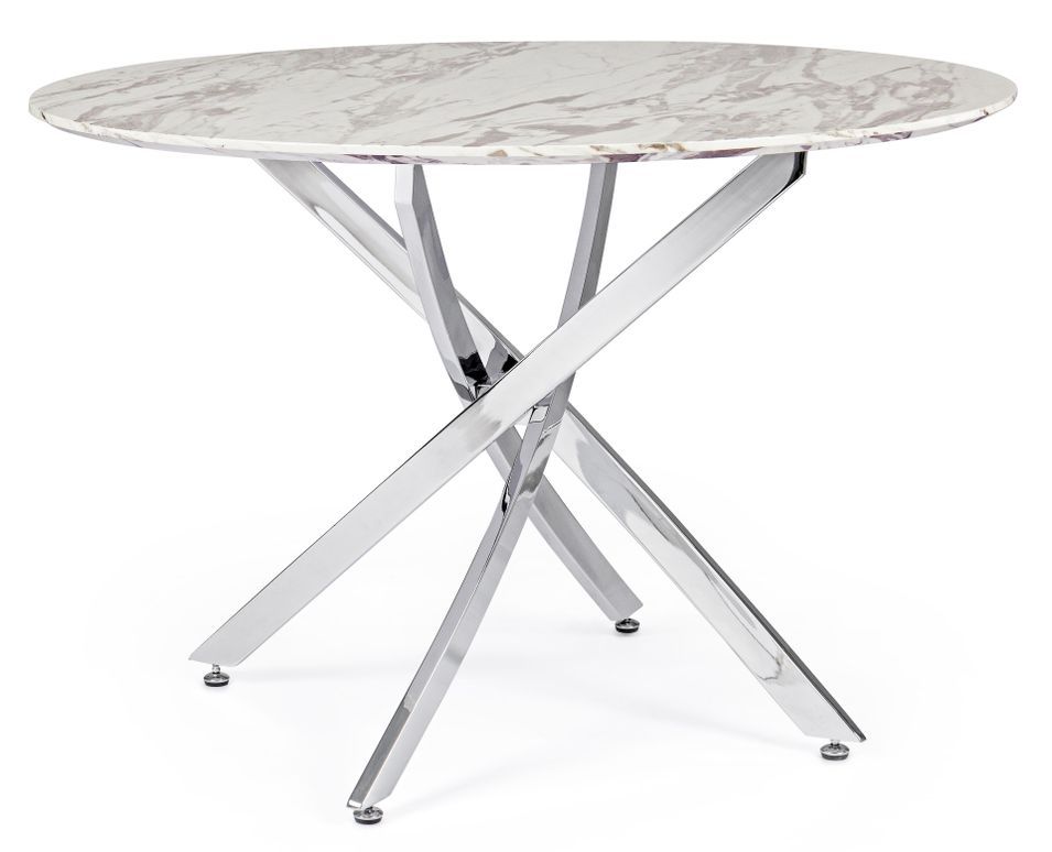 Table à manger ronde MDF et acier bicolore Mako D 110 cm - Photo n°1