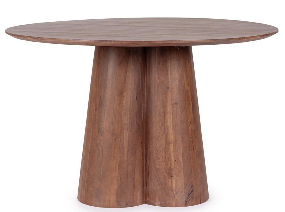 Table à manger ronde NASSOR Ø120 cm - Bois massif marron - 6 places - Photo n°1