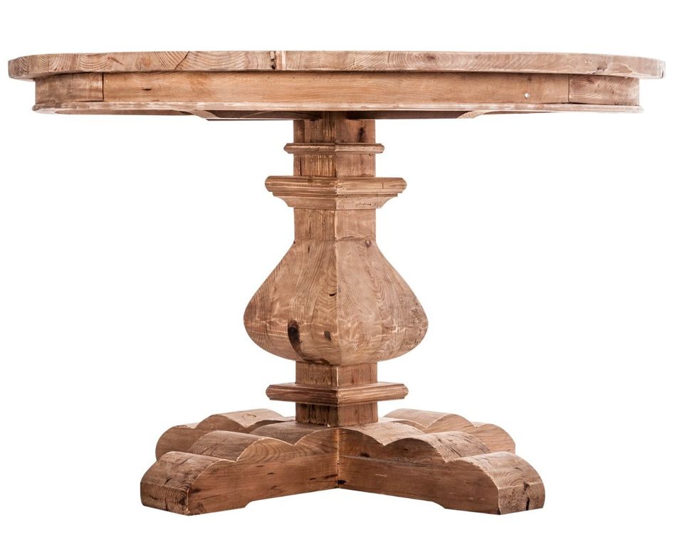 Table à manger ronde pin massif clair recyclé Tanzi 120 cm - Photo n°1