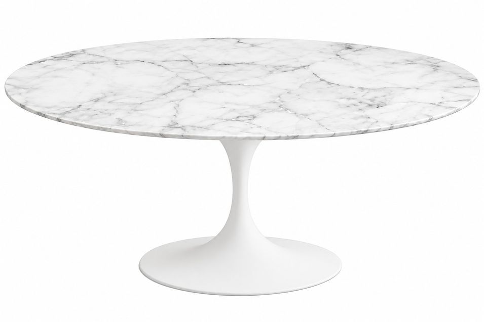Table à manger ronde TULIPE - Plateau en marbre – Pied central en métal – Pied central en aluminium – Fabrication italienne haut de gamme - Photo n°1