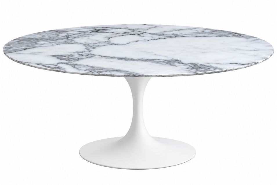 Table à manger ronde TULIPE - Plateau en marbre – Pied central en métal – Pied central en aluminium – Fabrication italienne haut de gamme - Photo n°1