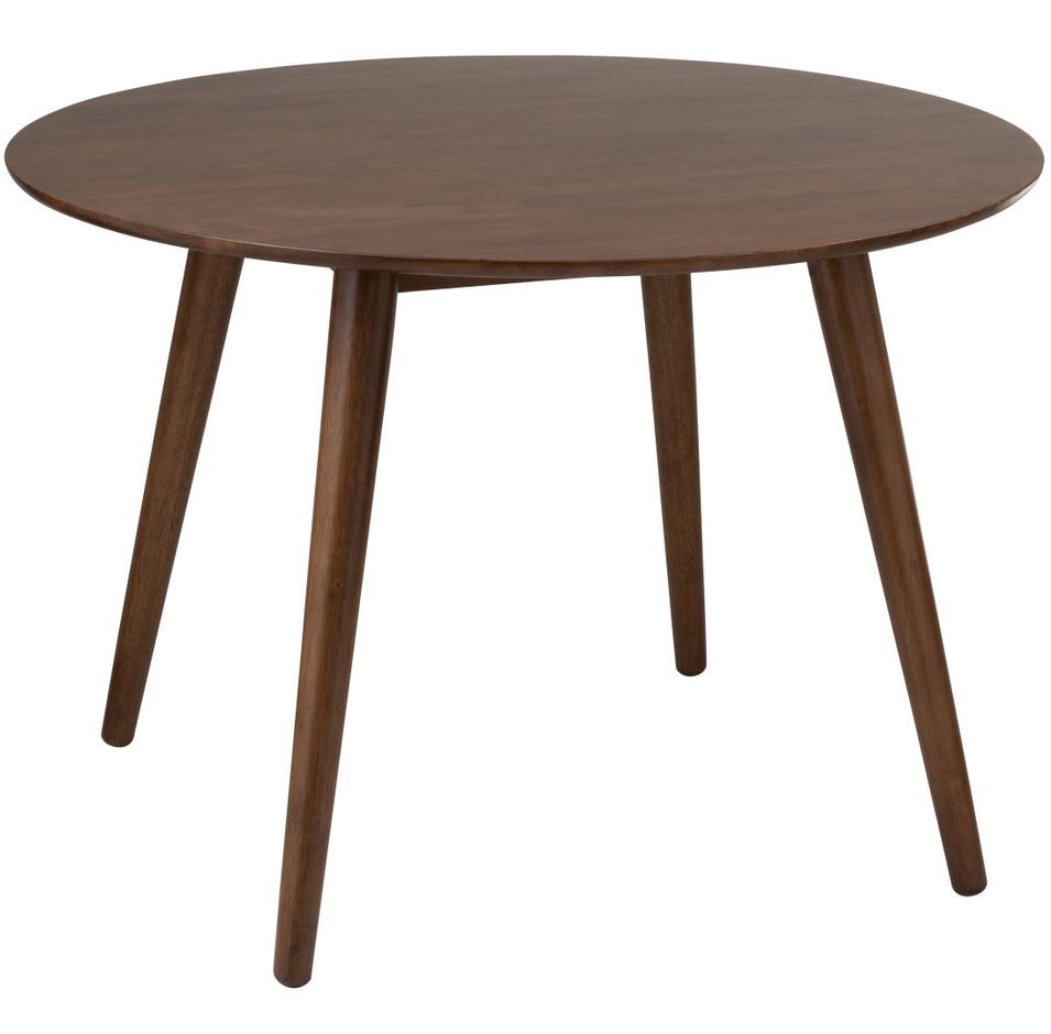 Table à manger ronde vintage bois massif foncé Ramo D 106 cm - Photo n°1