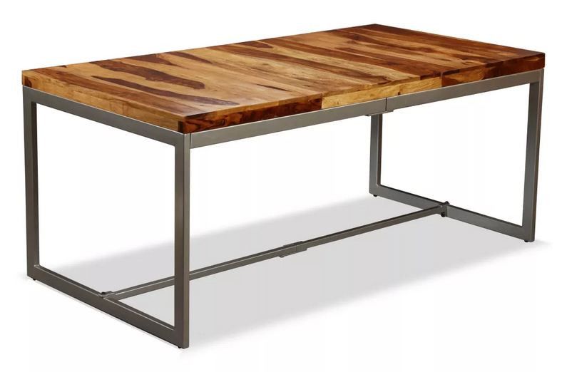 Table à manger sesham massif clair et pieds métal gris Afit 180 cm - Photo n°1