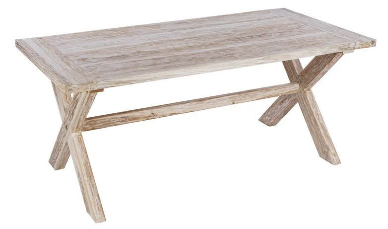 Table à manger teck massif clair blanchi Gaji 180 cm - Photo n°1